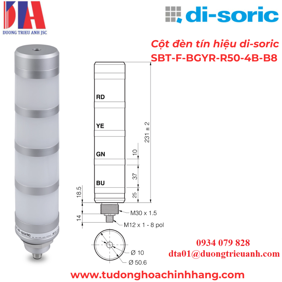 Cột đèn tín hiệu di-soric SBT-F-BGYR-R50-4B-B8